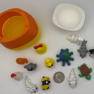 Candy Corn Container with  15 Mini Fidget Toy Mystery Pack. Articulated Animals or Creatures