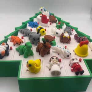 3D Printed Animal & Mythical Creature Advent Calendar, Hand-Assembled PLA Holiday Countdown with Opening Doors, Christmas Decor Gift