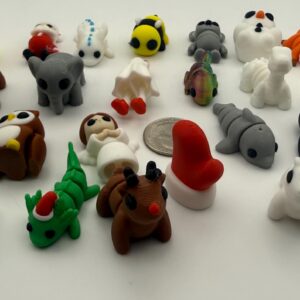 3D Printed Mini Animal Mystery Pack — Bulk Pack of ZOU3D Creatures (1–1.5″), PLA Articulated Desk Toys & Collectibles