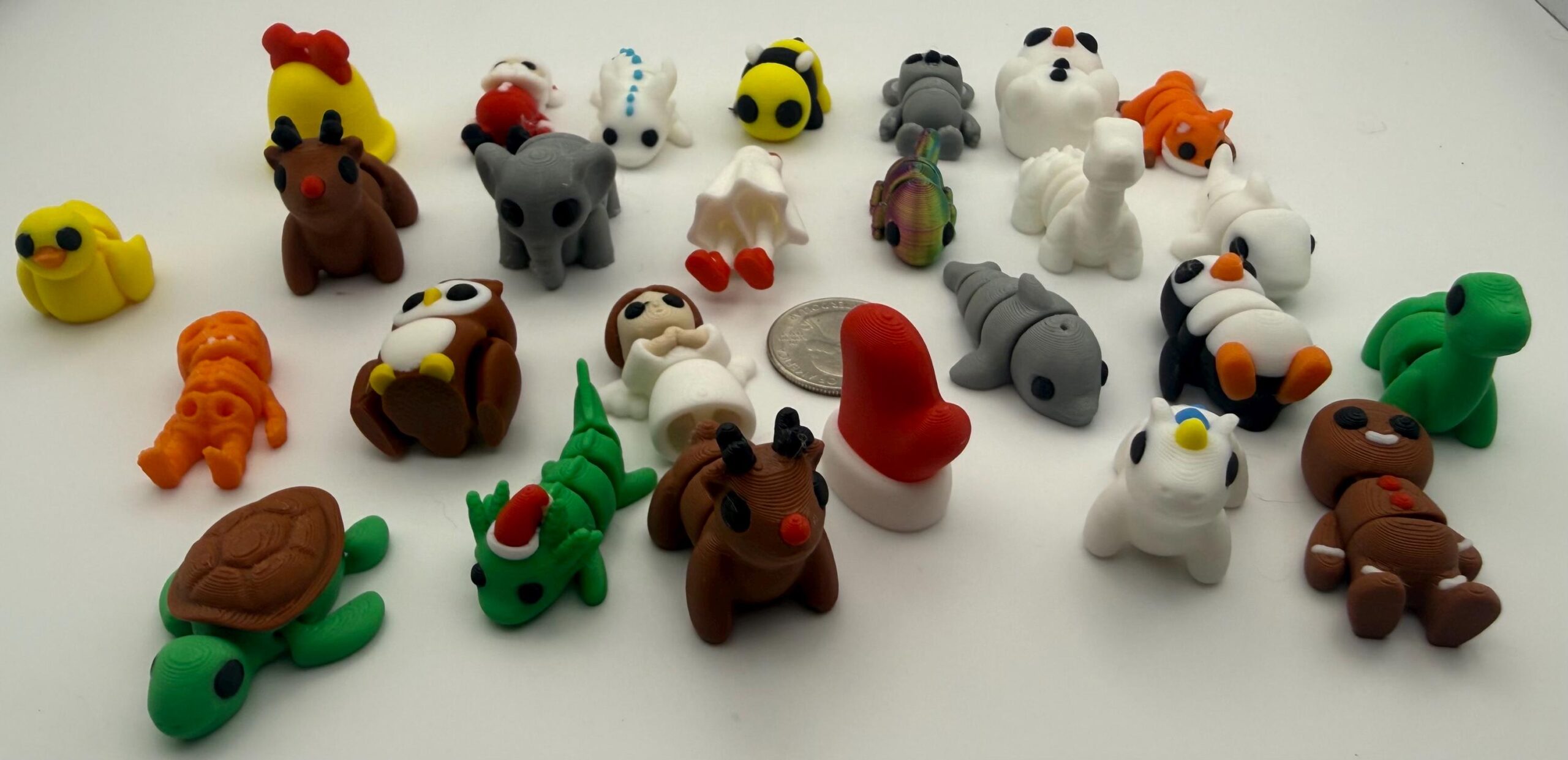 3D Printed Mini Animal Mystery Pack β Bulk Pack of ZOU3D Creatures (1β1.5β³), PLA Articulated Desk Toys & Collectibles